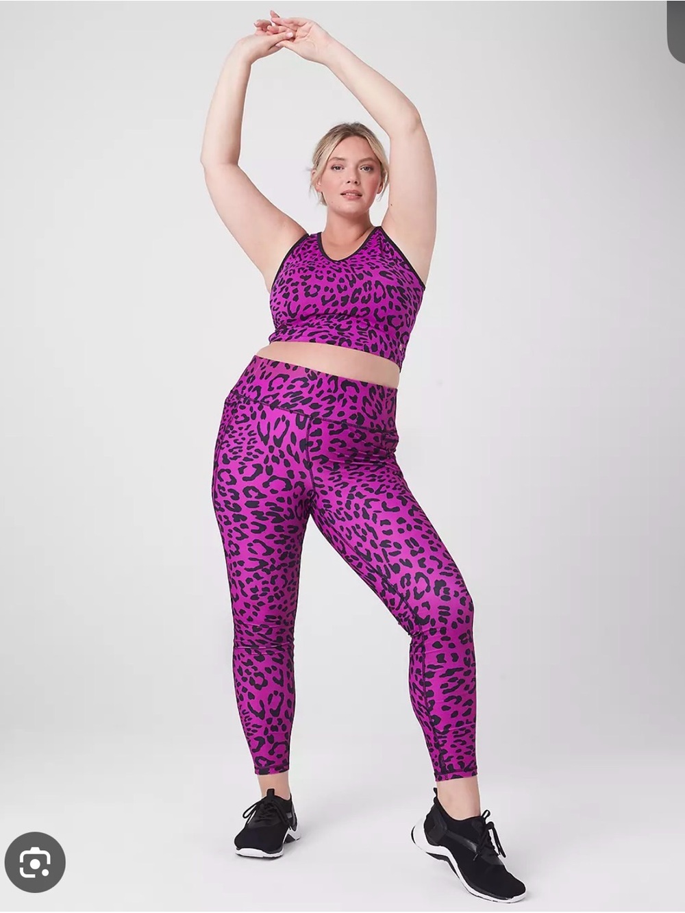 Lane Bryant Livi Pink Leopard Workout set - leggings & cropped tank - size 26/28